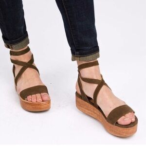 SZ 9.5 Able Pamela Platform shoes cross gladiator